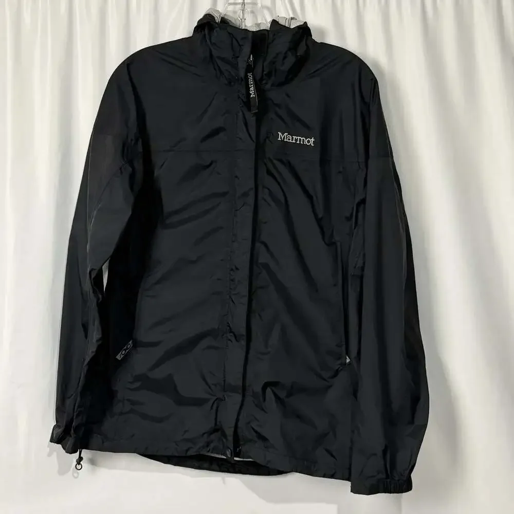 Marmot Women's Medium PreCip Eco Black Hooded Rain Jacket Shell